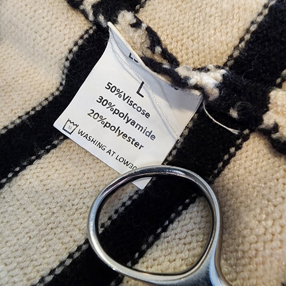 LILLUSORY Striped Cardigan Sweater Lady Jacket Gold Buttons Black & Cream Size L - Picture 8 of 13